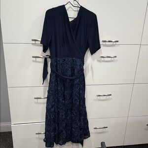 Alex Evenings Dark Blue Midi Dress